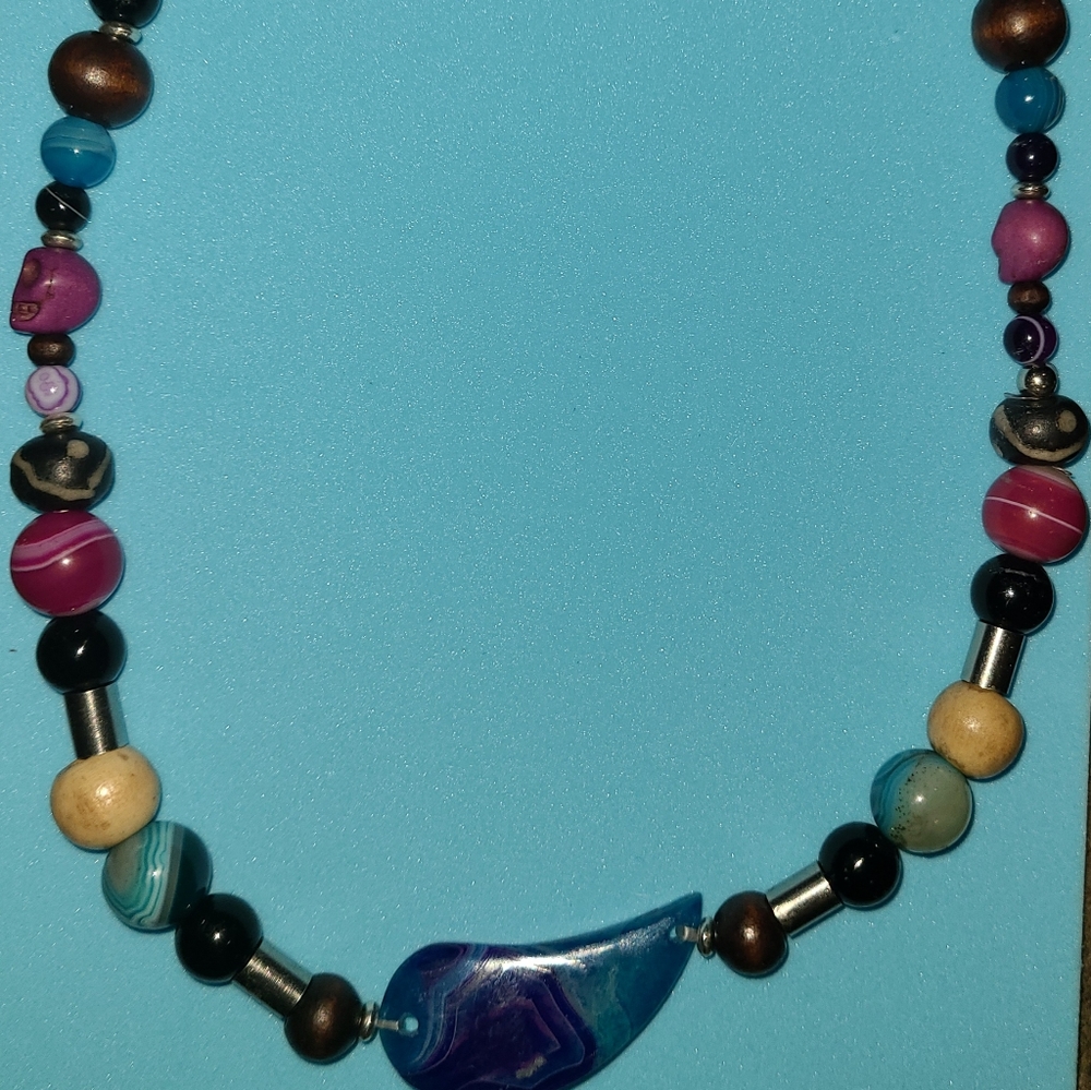 Striped Agate Beaded Necklace